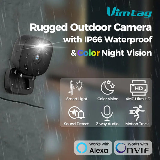 Vimtag SafeVue Outdoor™  Mini Security Camera WiFi 4MP PIR Smart Light